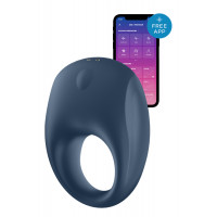 Эрекционное синее виброкольцо Satisfyer Strong One с возможностью работать от приложения