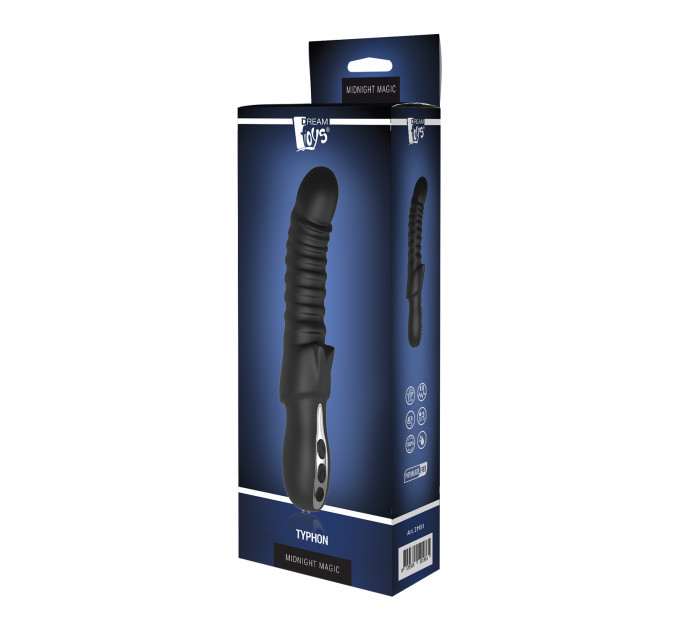 Подвійний вібратор рельєфний Dream Toys Midnight Magic Typhon чорний, 23 х 4 см