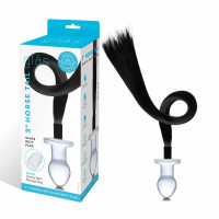 Анальная пробка Glass Horse Tail с хвостиком, стеклянная