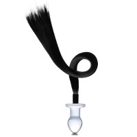 Анальная пробка Glass Horse Tail с хвостиком, стеклянная