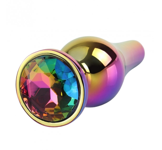 Анальна пробка класична різнокольорова CHISA MATRIX MONT з різнокольоровим каменем, 9.5 см, Φ3.2 см