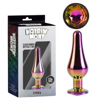 Анальна пробка класична різнокольорова CHISA MATRIX MONT з різнокольоровим каменем, 9.5 см, Φ3.2 см