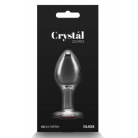 Анальна пробка прозора NS Novelties Crystal Hear скляна з червоним серцем, M