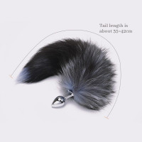 Анальная пробка с хвостиком лисы Romfun Fox Tail серый/серебристый