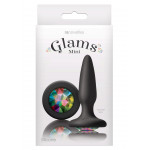 Анальна пробка з різнокольоровим кристалом NS Novelties Glams, чорний, Mini