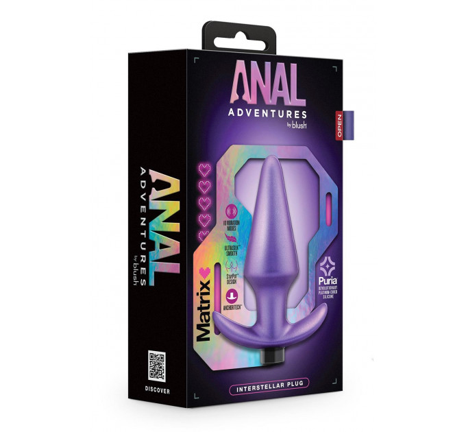 Анальная пробка с вибрацией Anal Adventures Blush, силиконовая, фиолетовая, 12.7 х 3.8 см