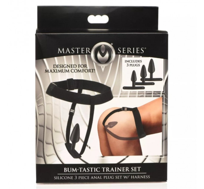 Анальный плаг с портупеей Master Series Bum Tastic черный