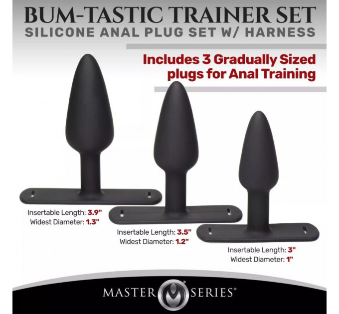 Анальный плаг с портупеей Master Series Bum Tastic черный