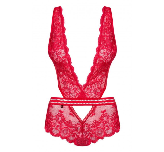 Мереживне боді Obsessive 853-TED-3 Teddy червоне, L-XL