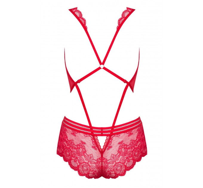 Мереживне боді Obsessive 853-TED-3 Teddy червоне, L-XL