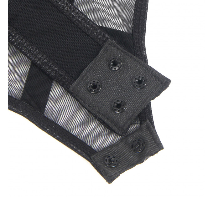 Боді зі штучної шкіри Star Night, з гартером, чорне, S