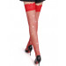 Панчохи в сіточку Star Night з мереживною коронкою та стразами, червоні, XS-M