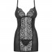 Эротическая сорочка с узором Obsessive Laluna Сhemise черная, L/XL