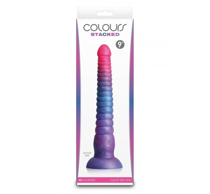 Фалоімітатор NS Novelties Colours Stacked рідкий силікон, рожево-синій, 23 см