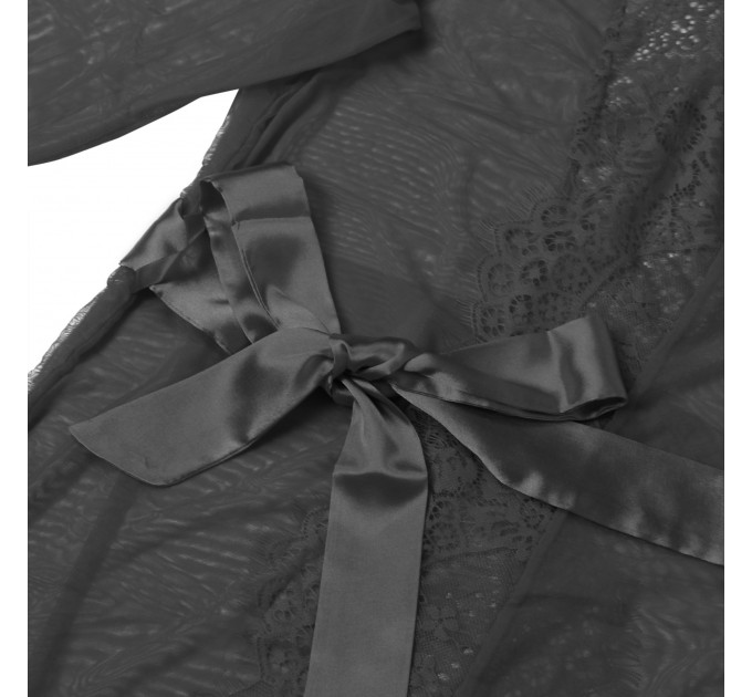 Халатик Star Night с узорами и поясом, черный, XS-S