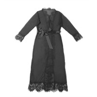 Халатик Star Night з візерунками та поясом, чорний, XS-S