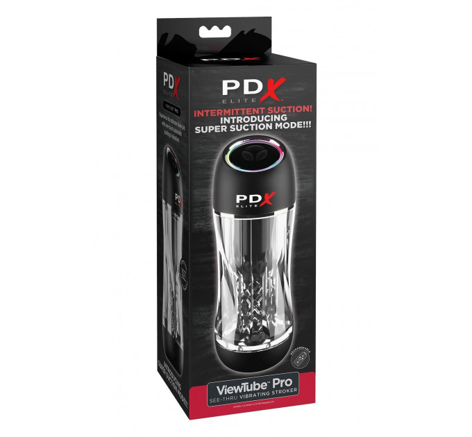 Мастурбатор Pipedream PDX Elit Viewtube Pro Clear с вибрацией и вакуумом, 23 см