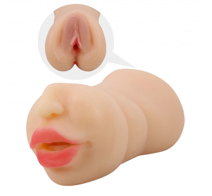 Мастурбатор з двома входами Crazy Bull Zoey Soft Skin рот і вагіна, 17 х 8.2 см