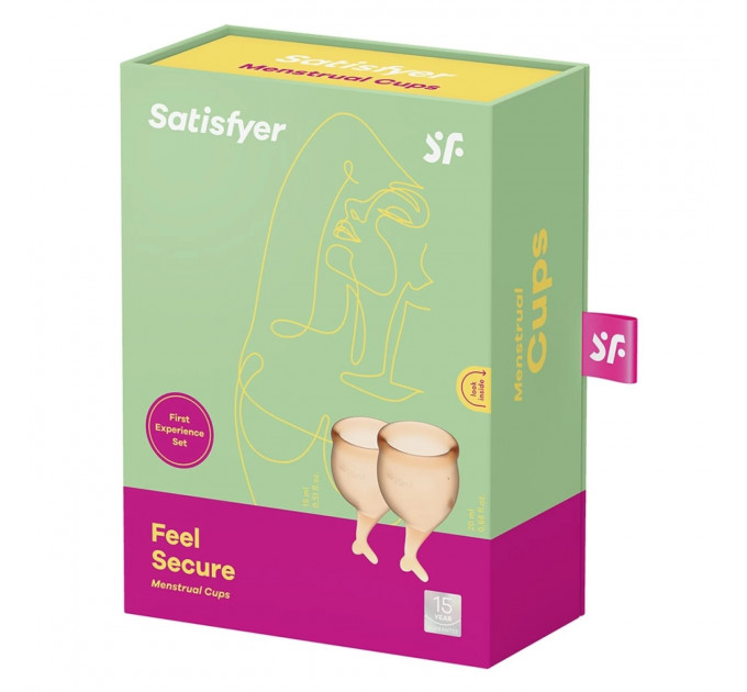 Набор менструальных чаш Satisfyer Feel Secure из медицинского силикона, оранжевые, 15 мл и 20 мл
