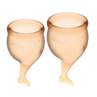 Набір менструальних чаш Satisfyer Feel Secure з медичного силікону, помаранчеві, 15 мл та 20 мл