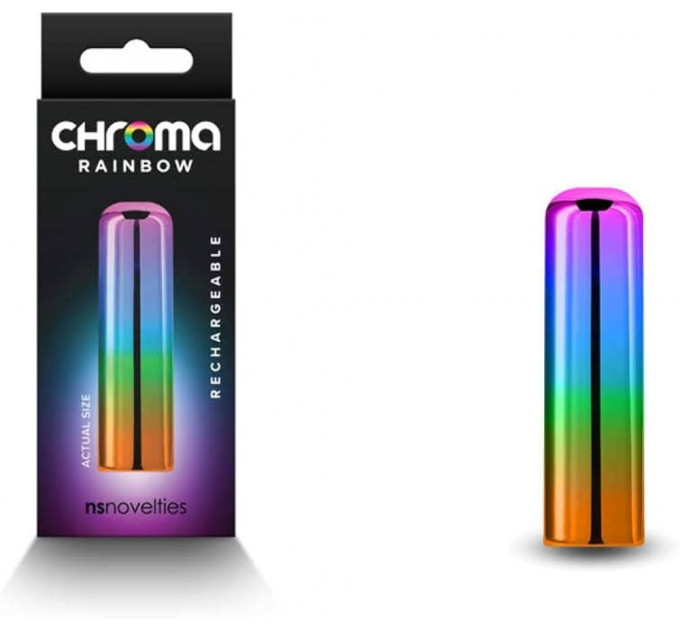 Міні-вібратор для стимуляції клітора NS Novelties Chroma Rainbow перезаряджається, райдужний, S