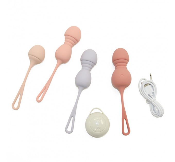 Набор вагинальных виброшариков Sweet Em с пультом, разноцветные, 4 шт