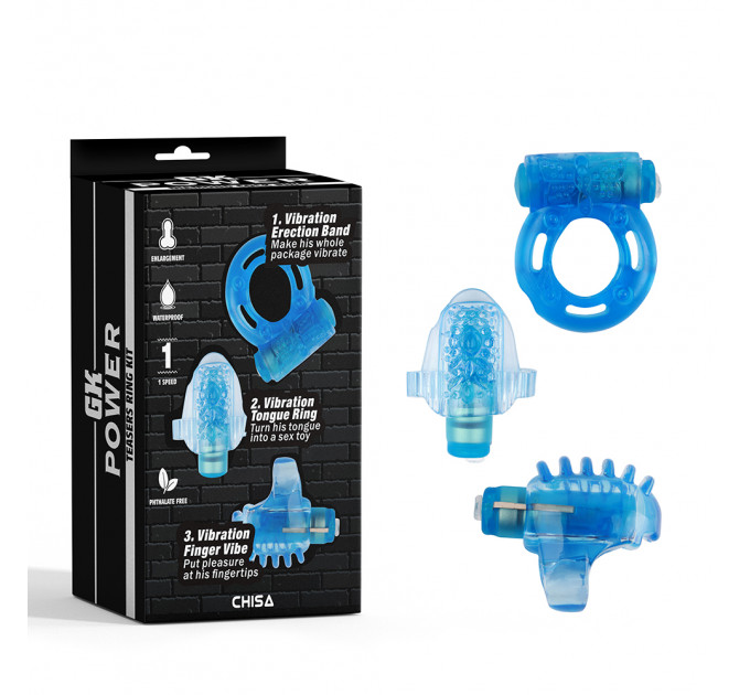 Набор вибро-игрушек Chisa GK Power Teasers Ring Kit, синий