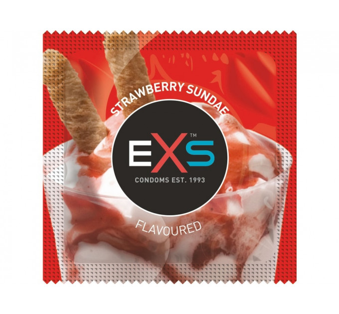 Презерватив зі смаком полуничного морозива EXS Flavoured Strawberry, веганські (ціна за 5 шт.)