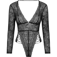 Сексуальное ажурное боди с рукавами Obsessive Merlys XS/S