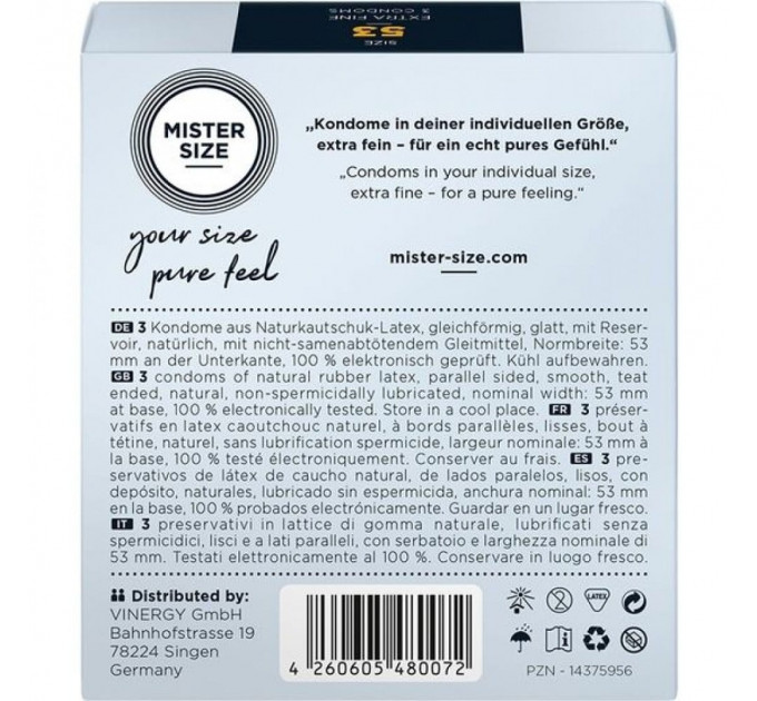 Презервативы Mister Size 53mm pack of 3