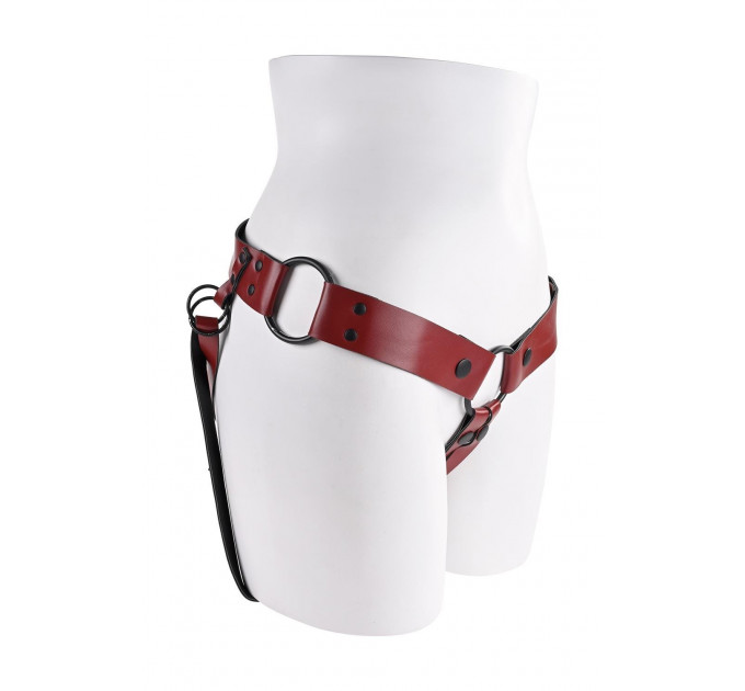 Трусики для страпона Sportsheets Saffron Monte Strap On из искусственной кожи, красные