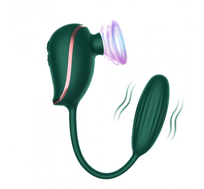 Ваккумный стимулятор с виброяйцом High End Suction Love Egg GREEN