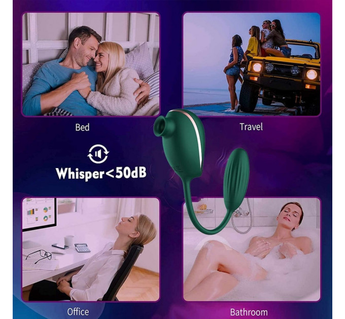 Ваккумный стимулятор с виброяйцом High End Suction Love Egg GREEN