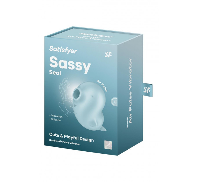 Вакуумный стимулятор Satisfyer Sassy Seal с вибрацией, голубой, 9.5 см