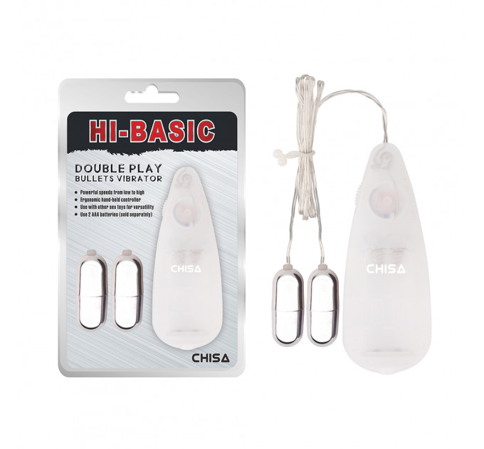Виброяйца с пультом Cisa Hi-Basic Double Play Bullets, серебристые