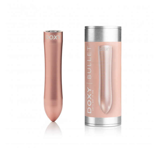 Вибропуля DOXY Rechargeable Vibrator с металлическим чехлом-колбой, розовая