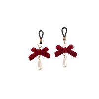 Зажимы на соски CHISA Senuelo Nipple Jewelry Play Kit с красными бантиками и жемчужинами