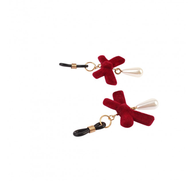 Зажимы на соски CHISA Senuelo Nipple Jewelry Play Kit с красными бантиками и жемчужинами