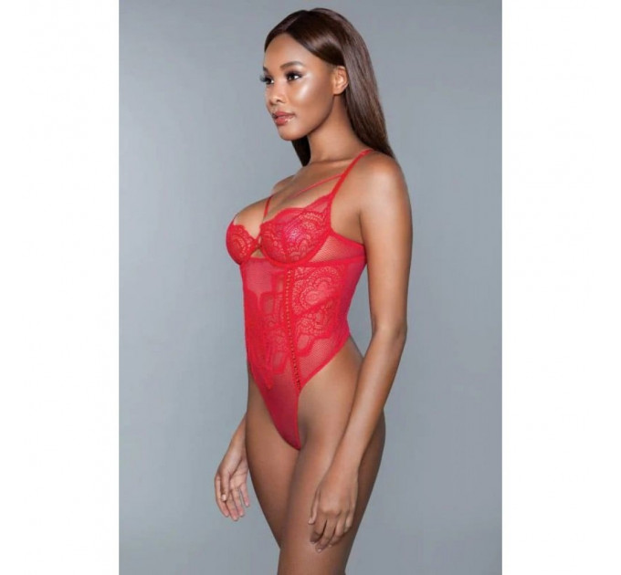Боди Brenda кружевное, с косточками, красное, S