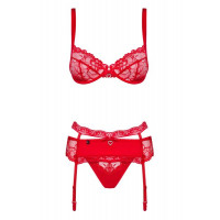 Комплект Obsessive Heartina 3 pcs set S / M S \ M червоний