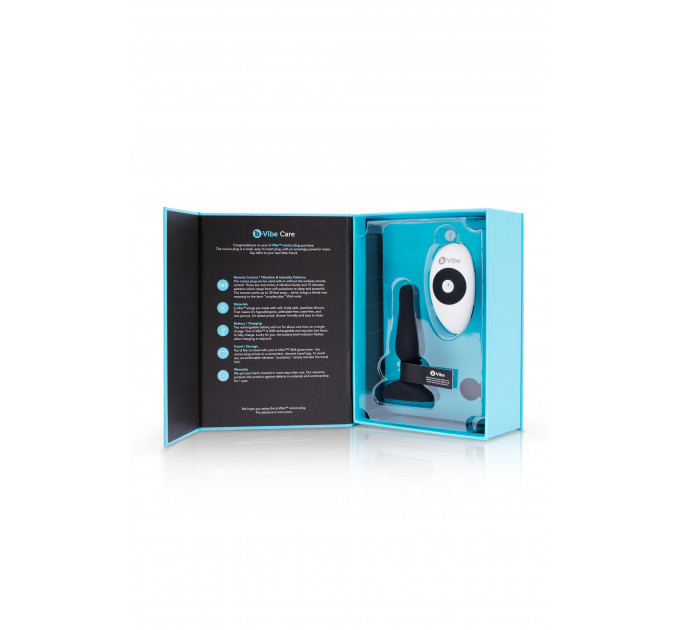 Анальная пробка с вибрацией и пультом B-Vibe Novice Plug, черная