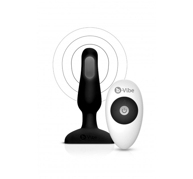 Анальная пробка с вибрацией и пультом B-Vibe Novice Plug, черная