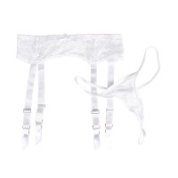 Мереживний пояс для панчіх Star Night з трусики стрінги, білий