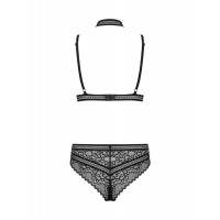 Боди комплект черный Obsessive Ailay teddy set S/M