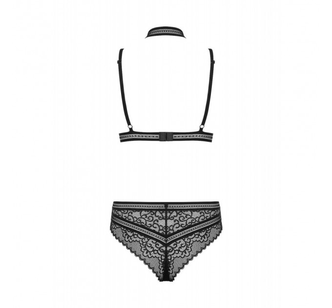 Боди комплект черный Obsessive Ailay teddy set S/M