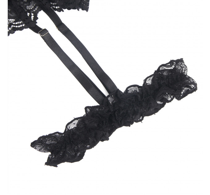 Мереживне боді Star Night з доступом і гартером, чорне, M-L
