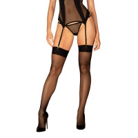 Чулки в сеточку Obsessive S823 stockings, черные, S/M/L