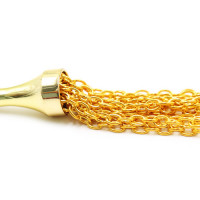 Флогер з пензликом на ланцюжку DS Fetish Golden Metal 23 см