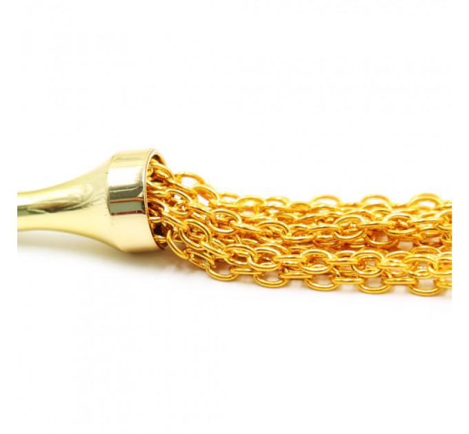 Флогер з пензликом на ланцюжку DS Fetish Golden Metal 23 см 