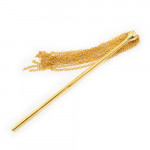 Флогер з пензликом на ланцюжку DS Fetish Golden Metal 23 см 
